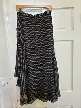 Avec Les Filles Black and White Asymmetrical Midi Skirt